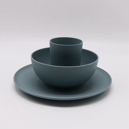 Ensemble de couverts en bambou PLA bon marché, sûrs pour micro-ondes, tasses, assiettes et bols, respectueux de l'environnement