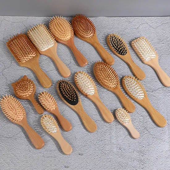 Peigne de brosse à cheveux en bois de massage à poils en bois