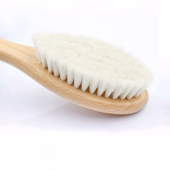 Brosse à cheveux en bois pour bébé, 100% poils de chèvre doux naturels, peigne